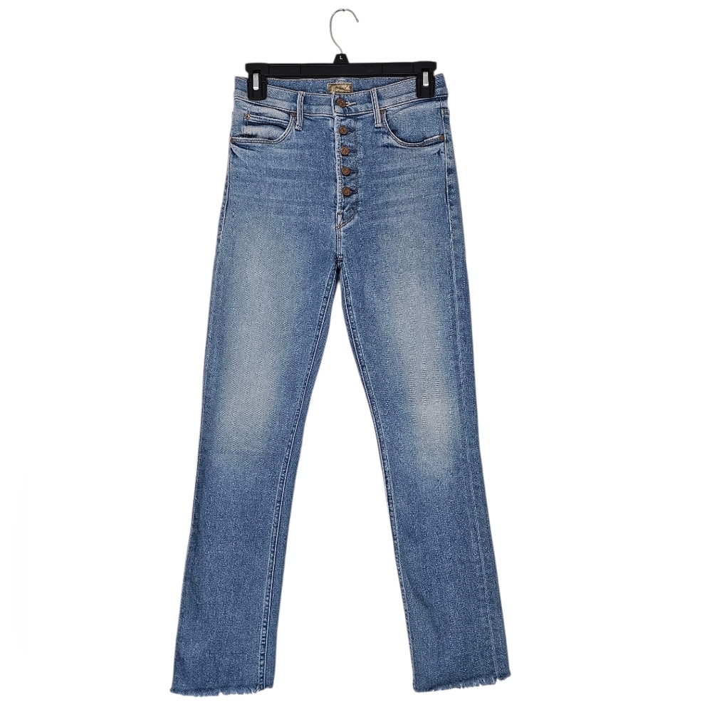 MOTHER The Pixir Dazzler‎ Ankle Fray Straight Leg Blue Denim Jeans 26 Preowned